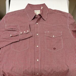 Roper Western Red gingham Pearl Snap Long Sleeve Shirt Men’s Size Large
